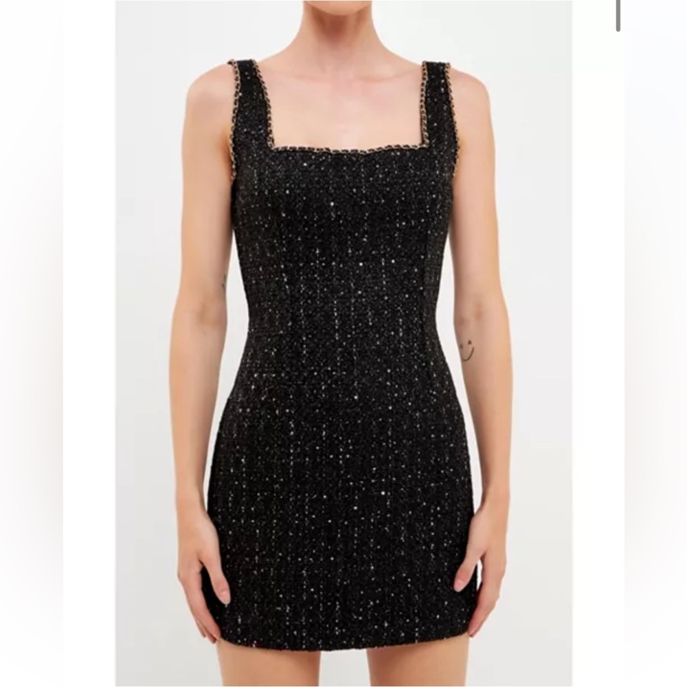 Endless Rose Black Sheath Mini Dress Scoop Neck Sleeveless